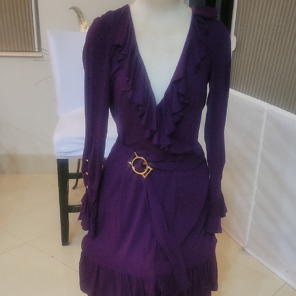 Cache Deep Purple Long Sleeve Dress